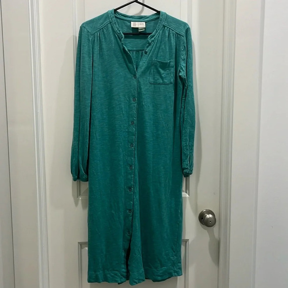 Anthropologie Saturday Sunday Teal Long Sleeve Button Down Shirt Dress Sz XS - Picture 3 of 8